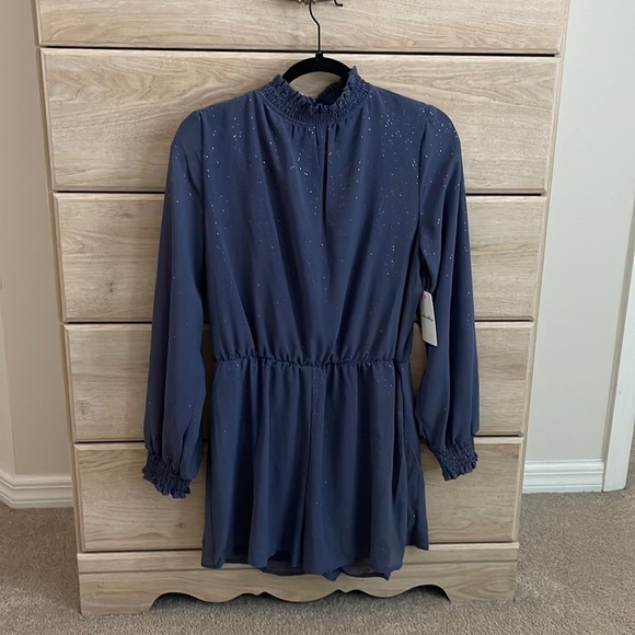 Peach Love California Blue Sparkly Romper - Picture 1 of 4